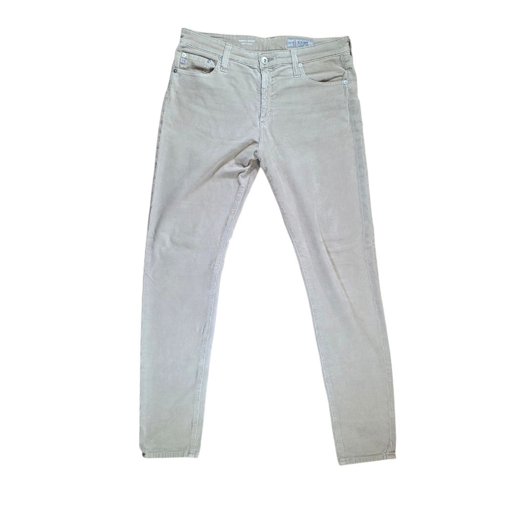 AG Adriano Goldschmied Women 32R Farrah Skinny Pants Beige Corduroy High Rise